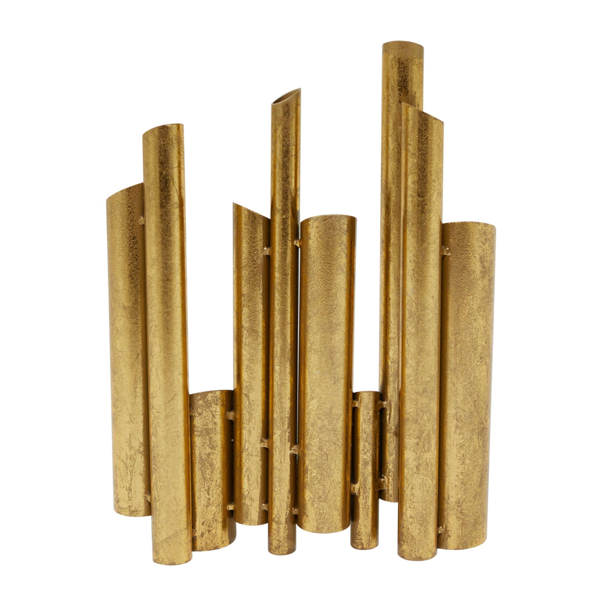 CosmoLiving by Cosmopolitan Gold Metal Organ Pipe Vase 11" x 3" x 14"